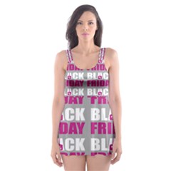Black Friday Sale White Pink Disc Skater Dress Swimsuit