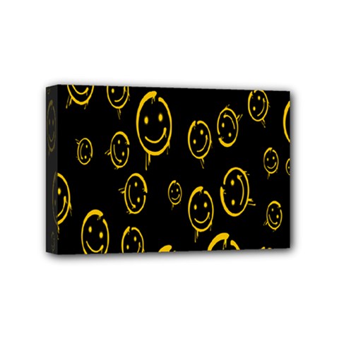 Face Smile Bored Mask Yellow Black Mini Canvas 6  X 4 