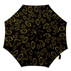 Face Smile Bored Mask Yellow Black Hook Handle Umbrellas (medium)