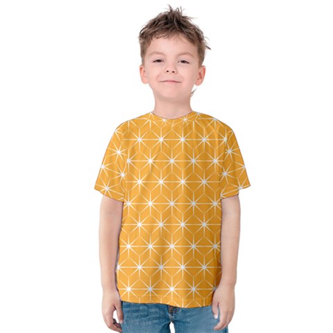 Yellow Stars Iso Line White Kids  Cotton Tee by Mariart