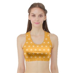 Yellow Stars Iso Line White Sports Bra With Border by Mariart