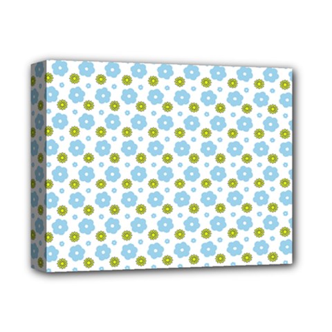 Blue Yellow Star Sunflower Flower Floral Deluxe Canvas 14  X 11 