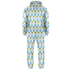 Blue Yellow Star Sunflower Flower Floral Hooded Jumpsuit (men)  by Mariart