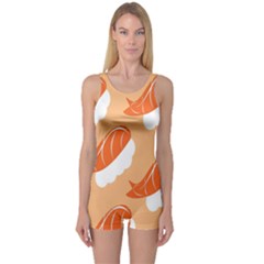 Fish Eat Japanese Sushi One Piece Boyleg Swimsuit by Mariart