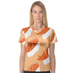 Fish Eat Japanese Sushi Women s V-Neck Sport Mesh Tee