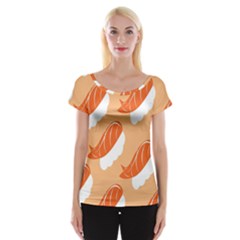 Fish Eat Japanese Sushi Women s Cap Sleeve Top