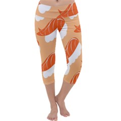 Fish Eat Japanese Sushi Capri Yoga Leggings