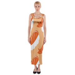 Fish Eat Japanese Sushi Fitted Maxi Dress