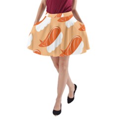 Fish Eat Japanese Sushi A-line Pocket Skirt by Mariart
