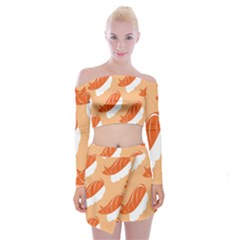 Fish Eat Japanese Sushi Off Shoulder Top With Skirt Set by Mariart