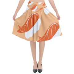 Fish Eat Japanese Sushi Flared Midi Skirt