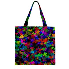 Flowersfloral Star Rainbow Zipper Grocery Tote Bag