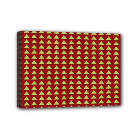 Hawthorn Sharkstooth Triangle Green Red Mini Canvas 7  X 5 