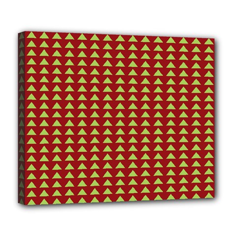 Hawthorn Sharkstooth Triangle Green Red Deluxe Canvas 24  X 20  