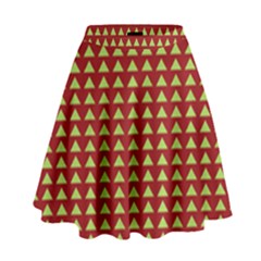 Hawthorn Sharkstooth Triangle Green Red High Waist Skirt by Mariart