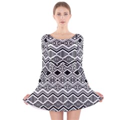 Aztec Design Pattern Long Sleeve Velvet Skater Dress