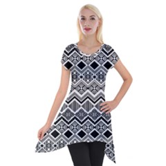 Aztec Design Pattern Short Sleeve Side Drop Tunic