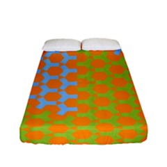 Green Blue Orange Fitted Sheet (full/ Double Size) by Mariart