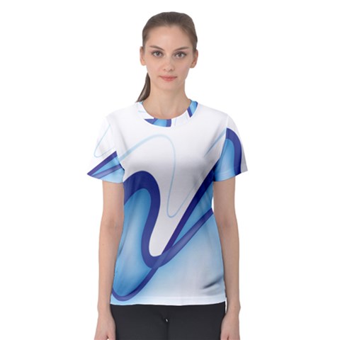 Glittering Abstract Lines Blue Wave Chefron Women s Sport Mesh Tee by Mariart