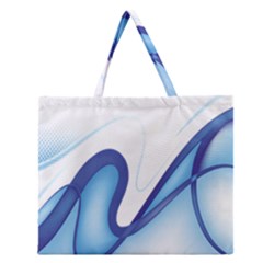 Glittering Abstract Lines Blue Wave Chefron Zipper Large Tote Bag by Mariart