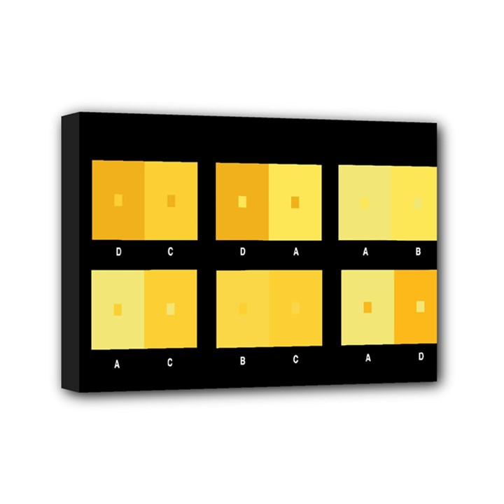 Horizontal Color Scheme Plaid Black Yellow Mini Canvas 7  x 5 