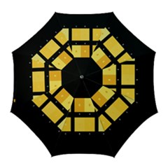 Horizontal Color Scheme Plaid Black Yellow Golf Umbrellas by Mariart