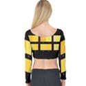 Horizontal Color Scheme Plaid Black Yellow Long Sleeve Crop Top View2