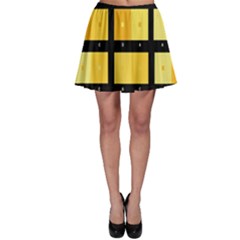 Horizontal Color Scheme Plaid Black Yellow Skater Skirt by Mariart