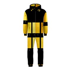 Horizontal Color Scheme Plaid Black Yellow Hooded Jumpsuit (kids)