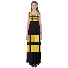 Horizontal Color Scheme Plaid Black Yellow Empire Waist Maxi Dress by Mariart