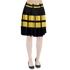 Horizontal Color Scheme Plaid Black Yellow Pleated Skirt by Mariart