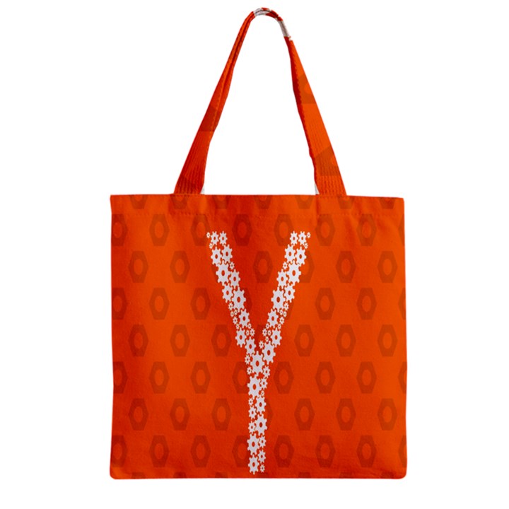 Iron Orange Y Combinator Gears Zipper Grocery Tote Bag