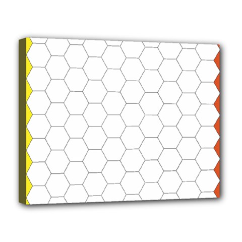 Hex Grid Plaid Green Yellow Blue Orange White Canvas 14  X 11  by Mariart