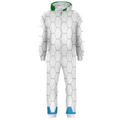 Hex Grid Plaid Green Yellow Blue Orange White Hooded Jumpsuit (men)  by Mariart