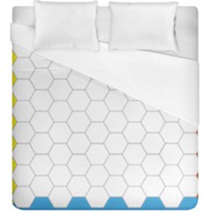 Hex Grid Plaid Green Yellow Blue Orange White Duvet Cover (king Size) by Mariart