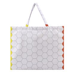Hex Grid Plaid Green Yellow Blue Orange White Zipper Large Tote Bag by Mariart