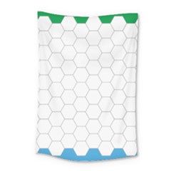 Hex Grid Plaid Green Yellow Blue Orange White Small Tapestry by Mariart