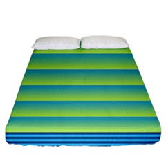 Line Horizontal Green Blue Yellow Light Wave Chevron Fitted Sheet (california King Size) by Mariart