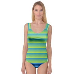 Line Horizontal Green Blue Yellow Light Wave Chevron Princess Tank Leotard  by Mariart