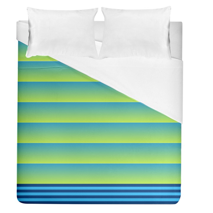 Line Horizontal Green Blue Yellow Light Wave Chevron Duvet Cover (Queen Size)