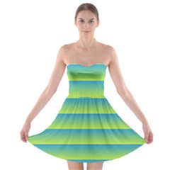 Line Horizontal Green Blue Yellow Light Wave Chevron Strapless Bra Top Dress by Mariart