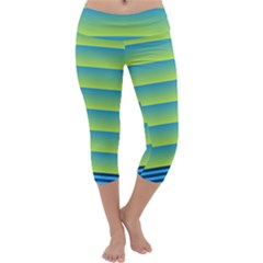 Line Horizontal Green Blue Yellow Light Wave Chevron Capri Yoga Leggings