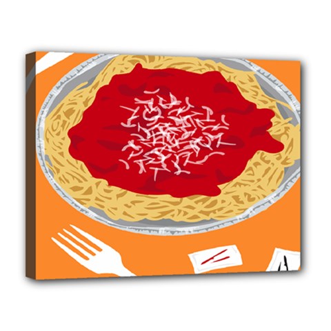 Instant Noodles Mie Sauce Tomato Red Orange Knife Fox Food Pasta Canvas 14  X 11  by Mariart