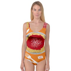 Instant Noodles Mie Sauce Tomato Red Orange Knife Fox Food Pasta Princess Tank Leotard  by Mariart