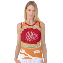 Instant Noodles Mie Sauce Tomato Red Orange Knife Fox Food Pasta Women s Basketball Tank Top by Mariart