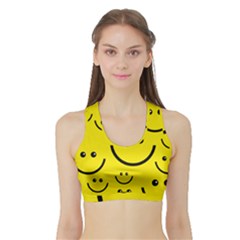 Linus Smileys Face Cute Yellow Sports Bra With Border