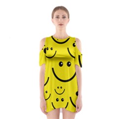 Linus Smileys Face Cute Yellow Shoulder Cutout One Piece by Mariart