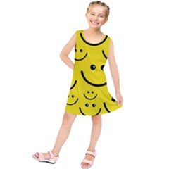 Linus Smileys Face Cute Yellow Kids  Tunic Dress by Mariart