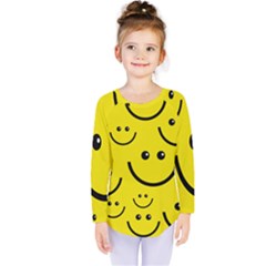 Linus Smileys Face Cute Yellow Kids  Long Sleeve Tee