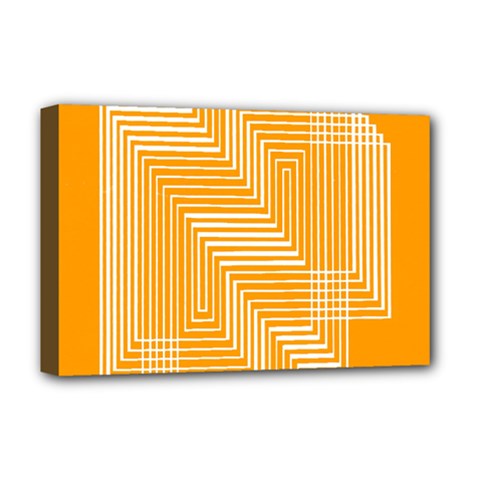 Orange Line Plaid Deluxe Canvas 18  X 12   by Mariart